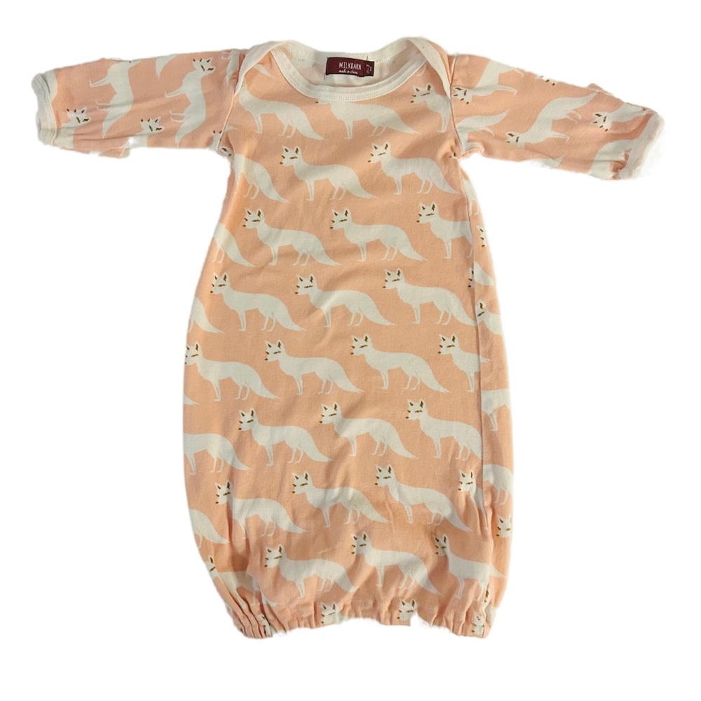 0-3M Milkbarn Baby Girl Pink Fox Gown